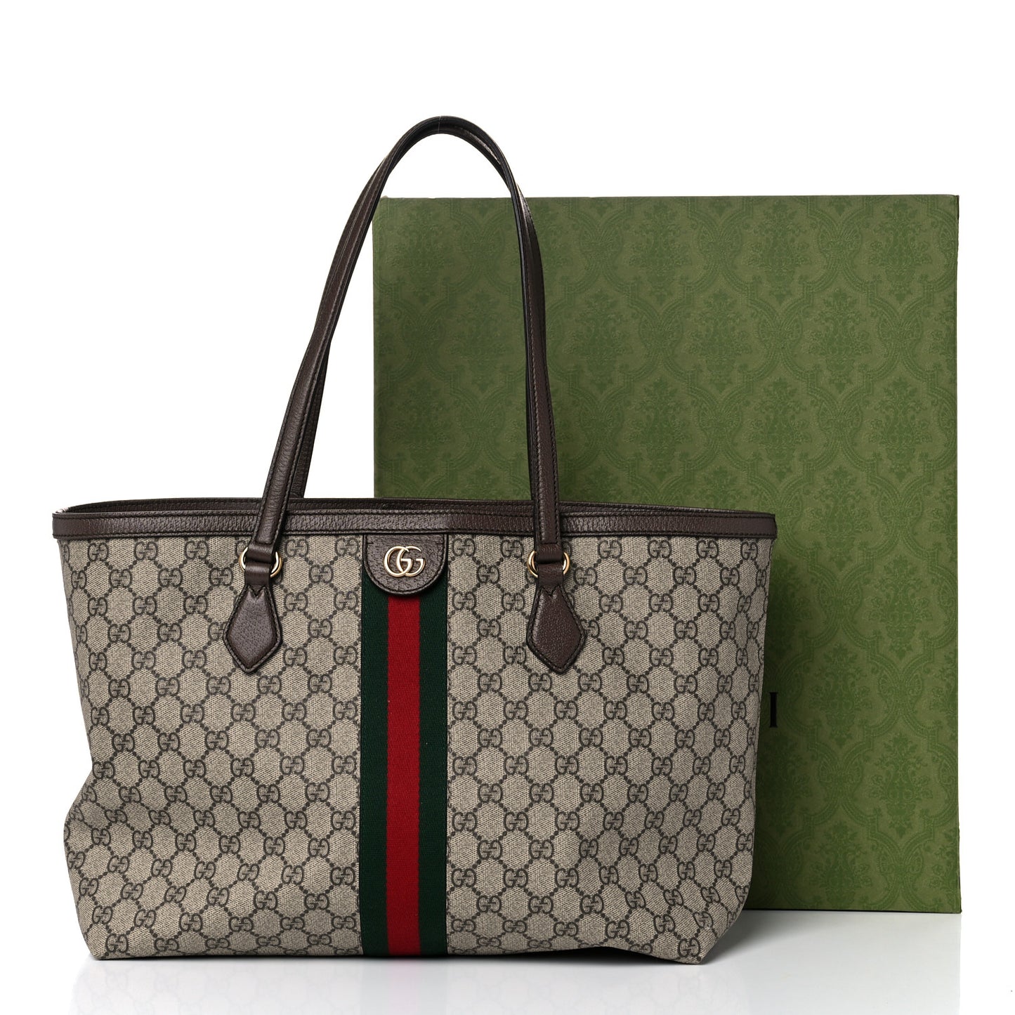 GG Supreme Monogram Medium Ophidia Shopping Tote Brown