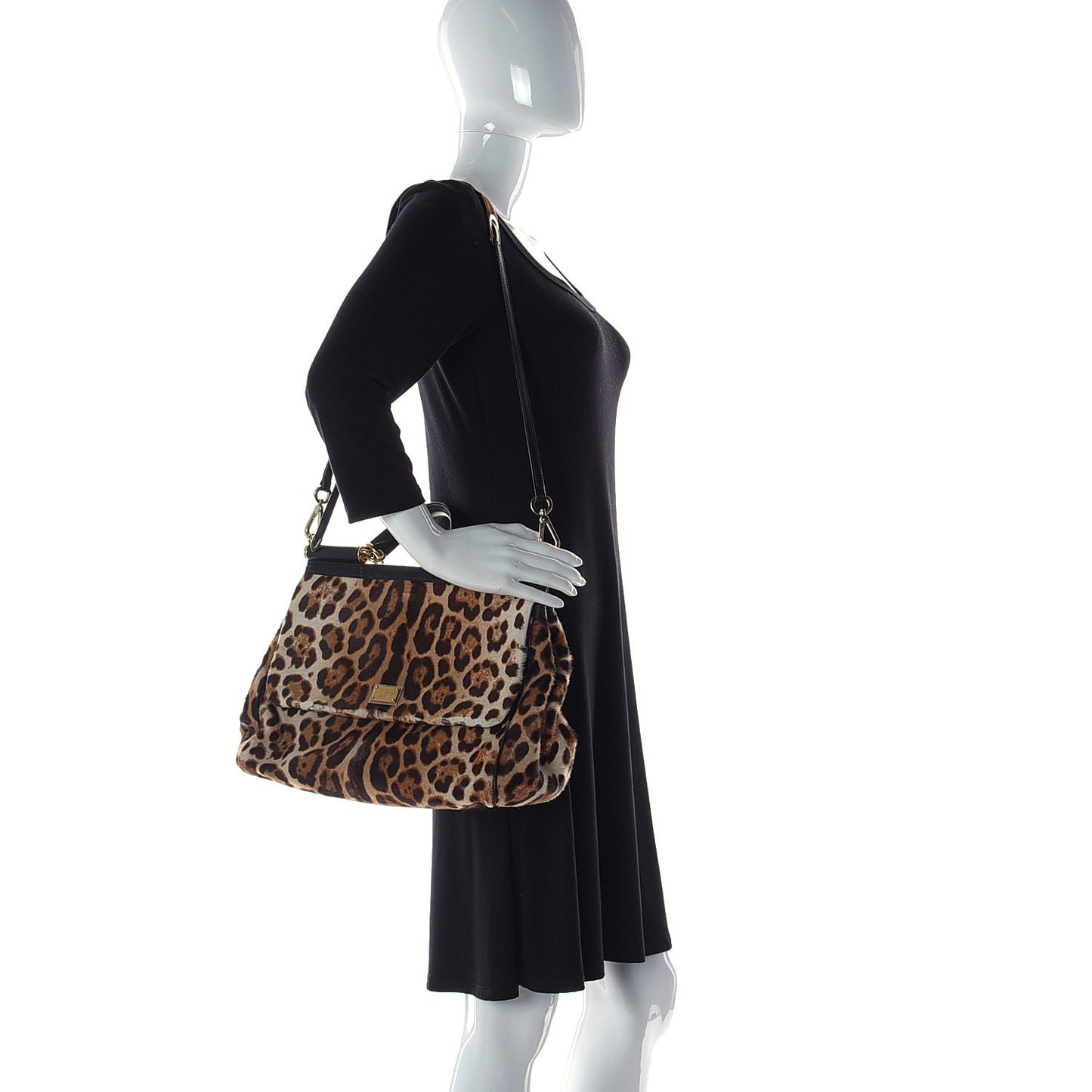 Calf Hair Leopard Print Large Miss Sicily Satchel Naturale
