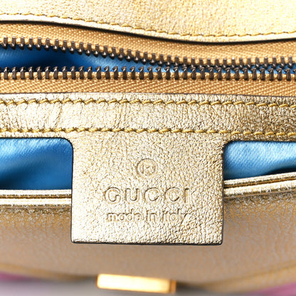 Gucci Metallic Calfskin Matelasse Small GG Marmont Shoulder Bag Gold Pink 6 of 12