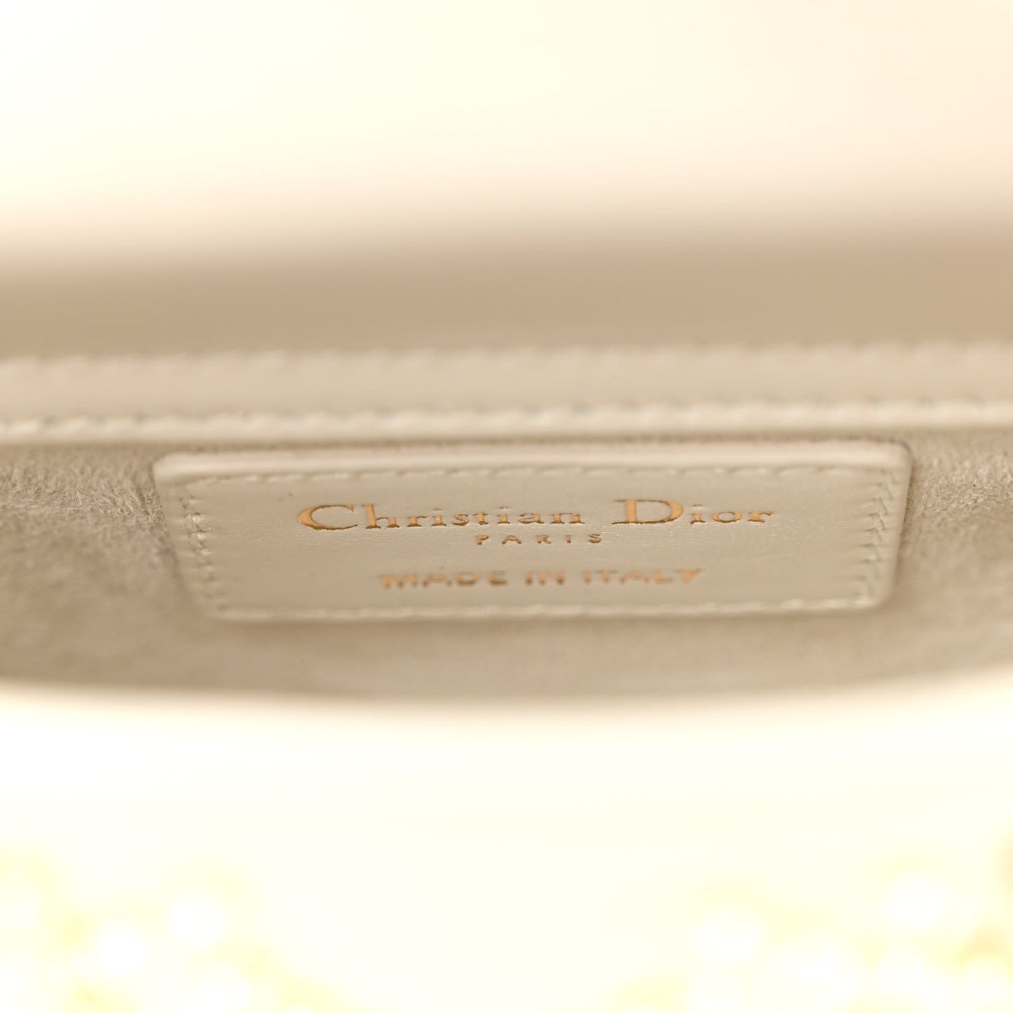 Lambskin Pearl Cannage Micro Lady Dior Latte
