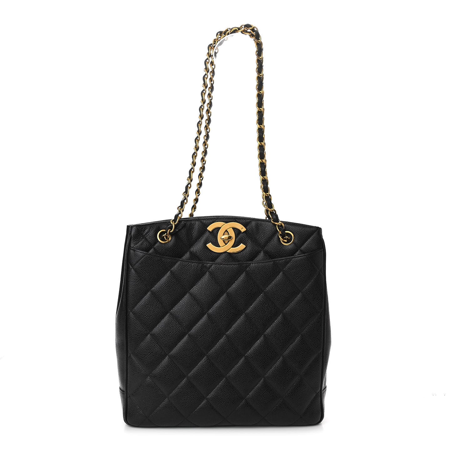 Caviar Quilted CC Shoulder Bag Black