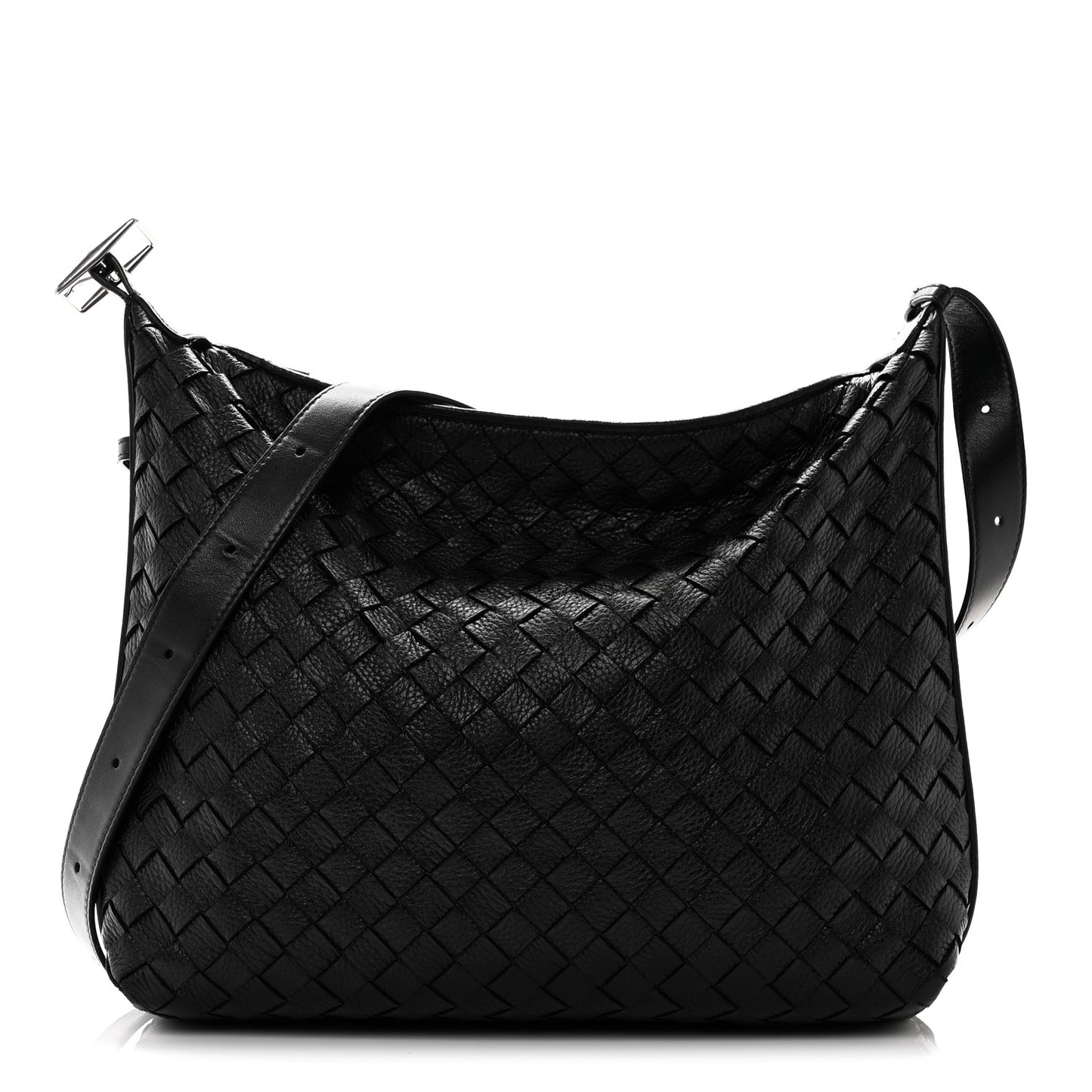 Deerskin Intrecciato Small Traveler Hobo Black
