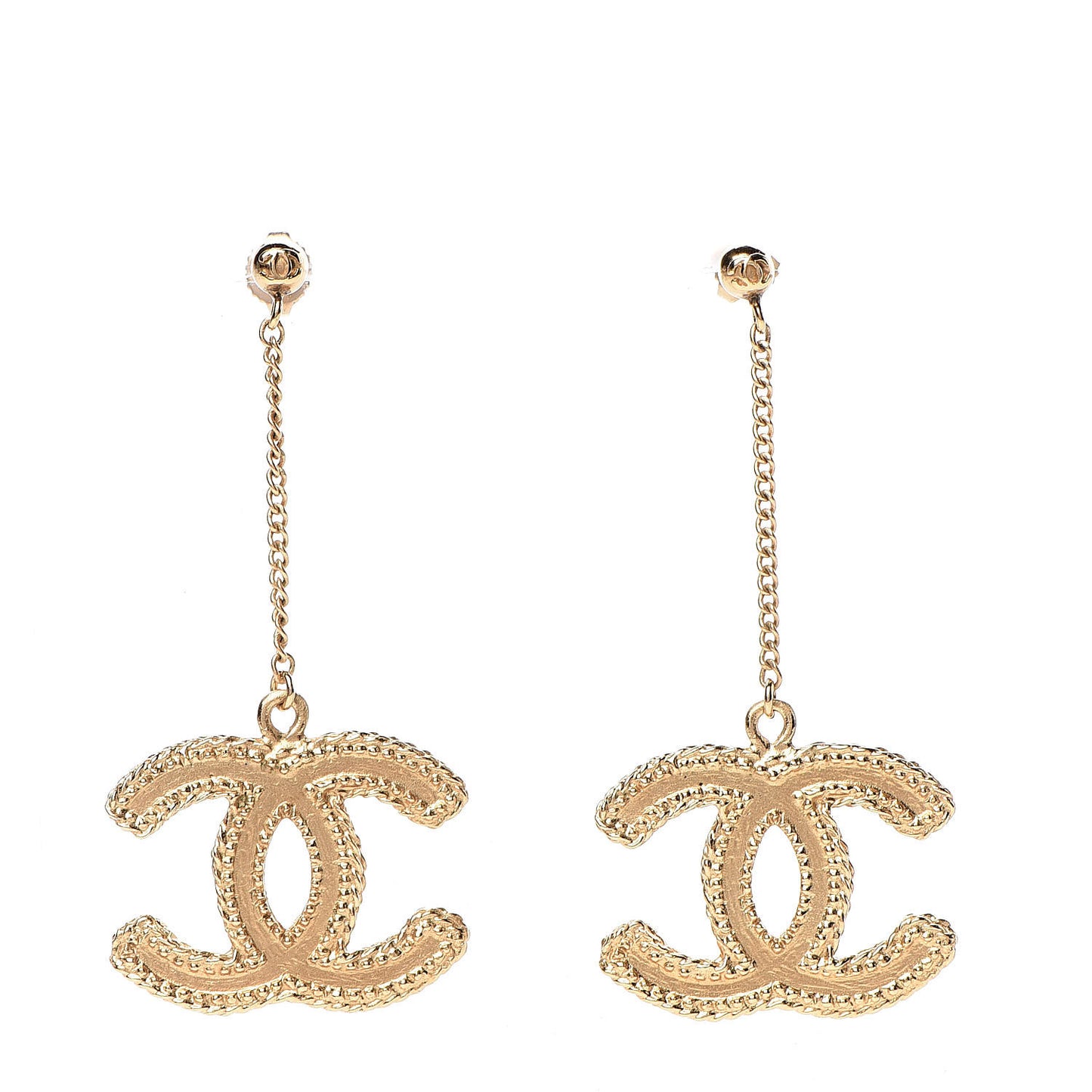 CC Drop Earrings Matte Gold