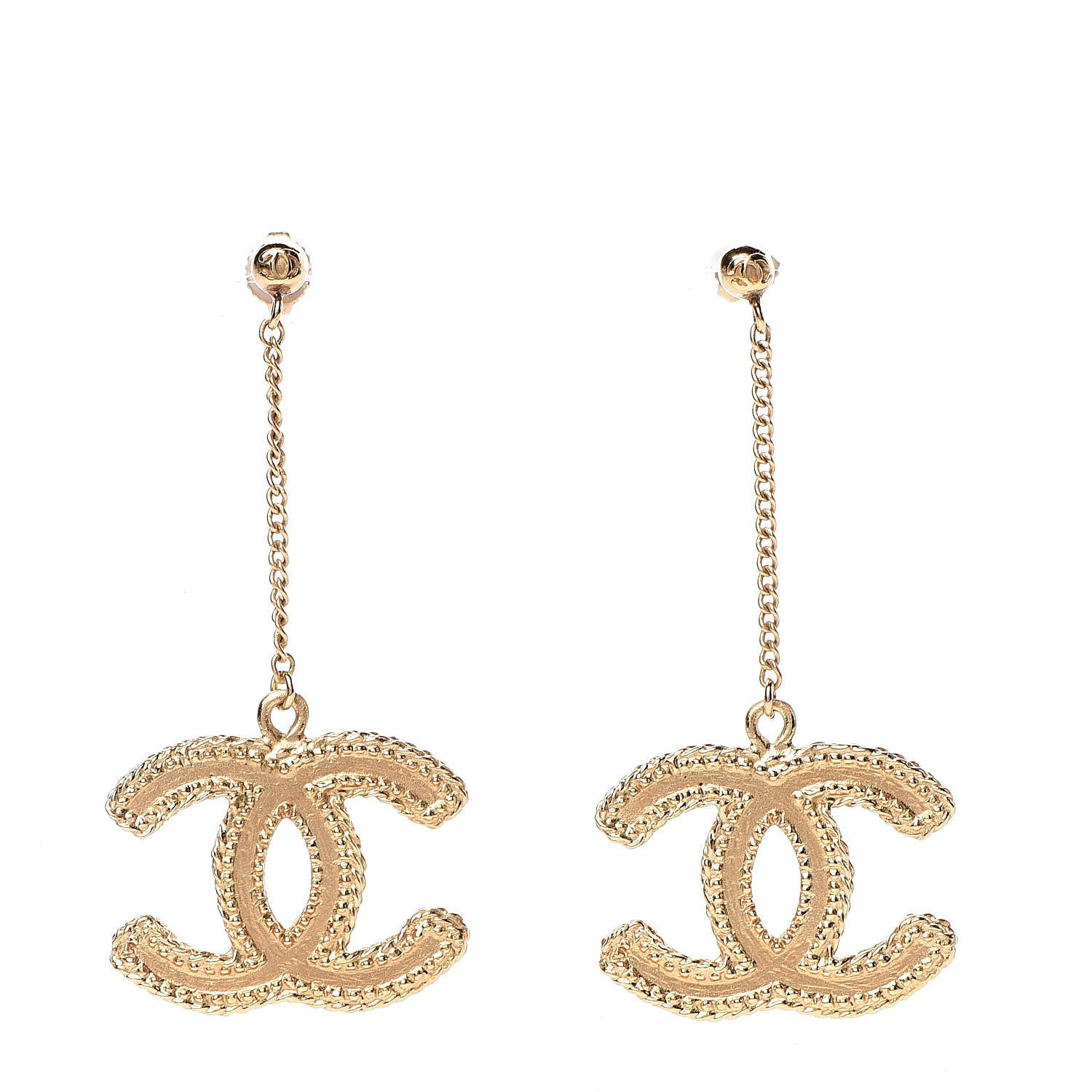 Chanel CC Drop Earrings Matte Gold 1 of 4