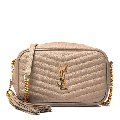 Saint Laurent Grain De Poudre Matelasse Monogram Mini Lou Camera Bag Dark Beige 1 of 9