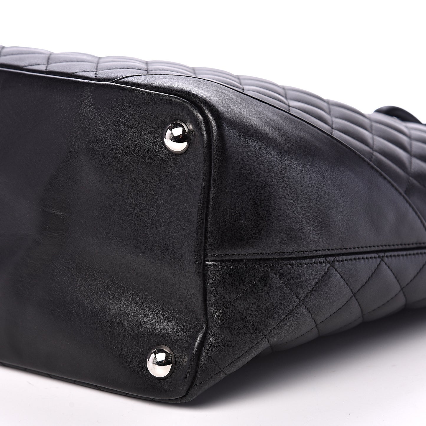 Calfskin Quilted Large Cambon Tote Black