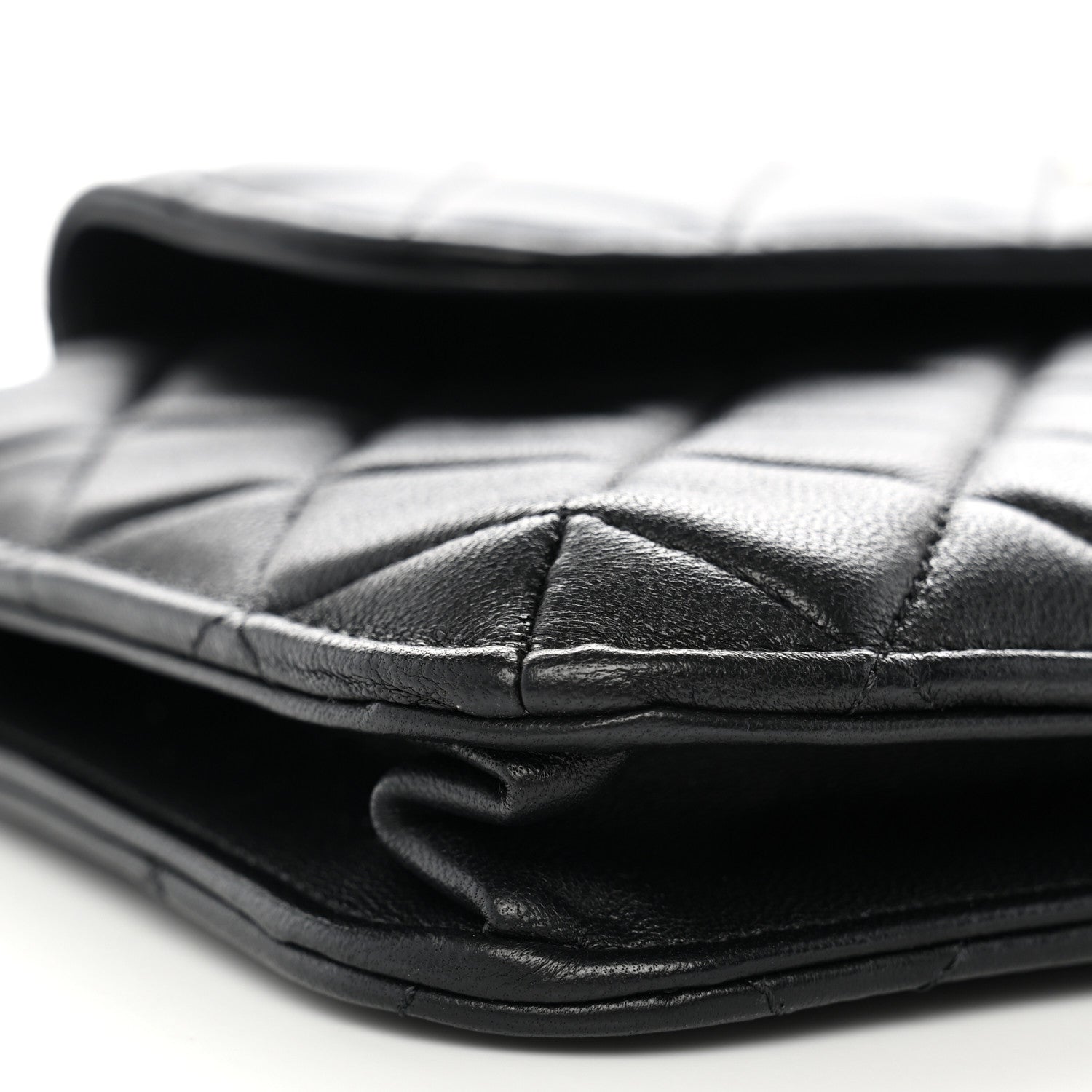 Chanel Lambskin Quilted Chain Top Handle Clutch With Chain Black 8 of 9
