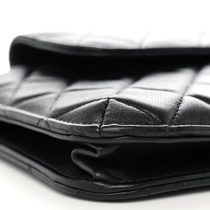 Chanel Lambskin Quilted Chain Top Handle Clutch With Chain Black 8 of 9