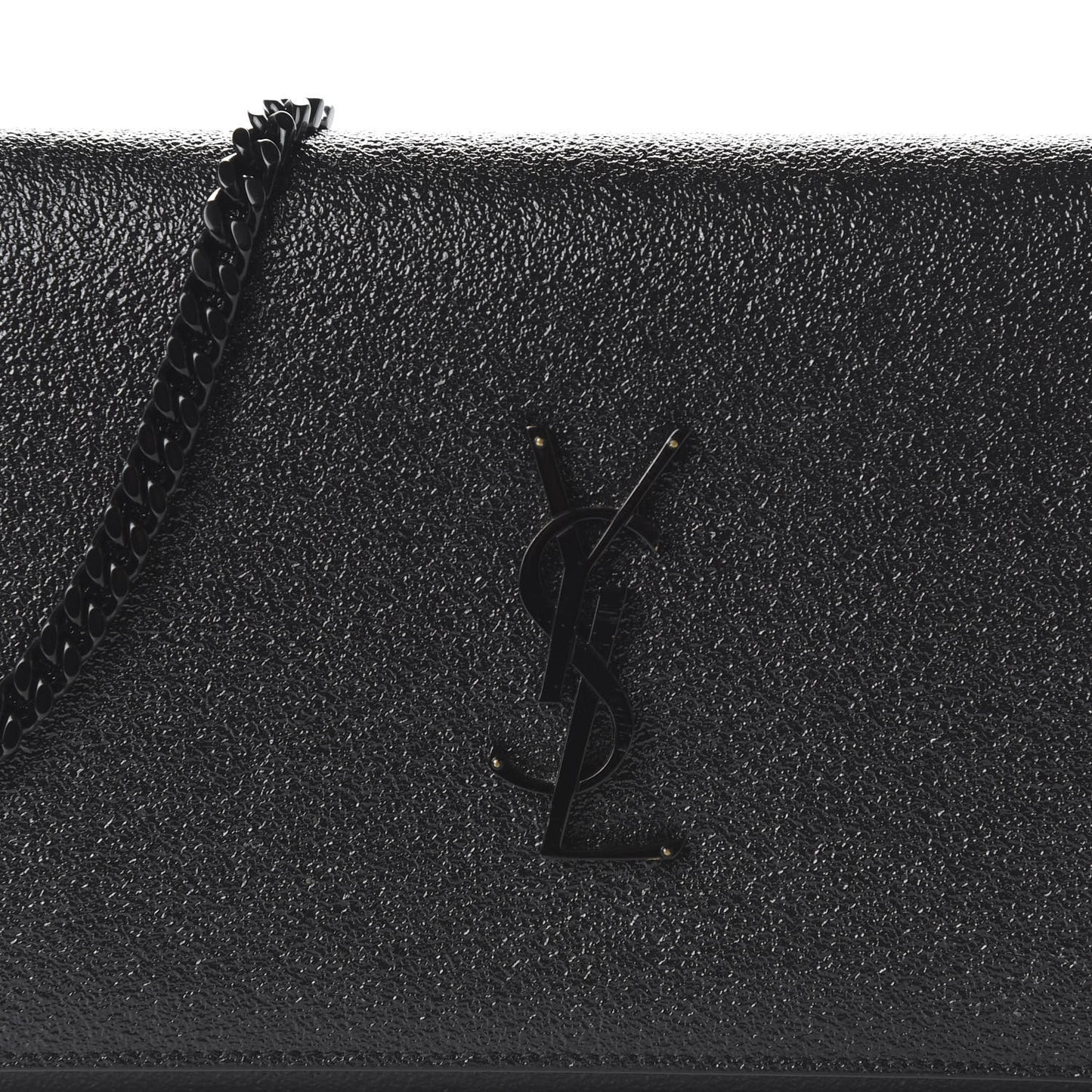Grained Metallic Calfskin Monogram Chain Wallet Black