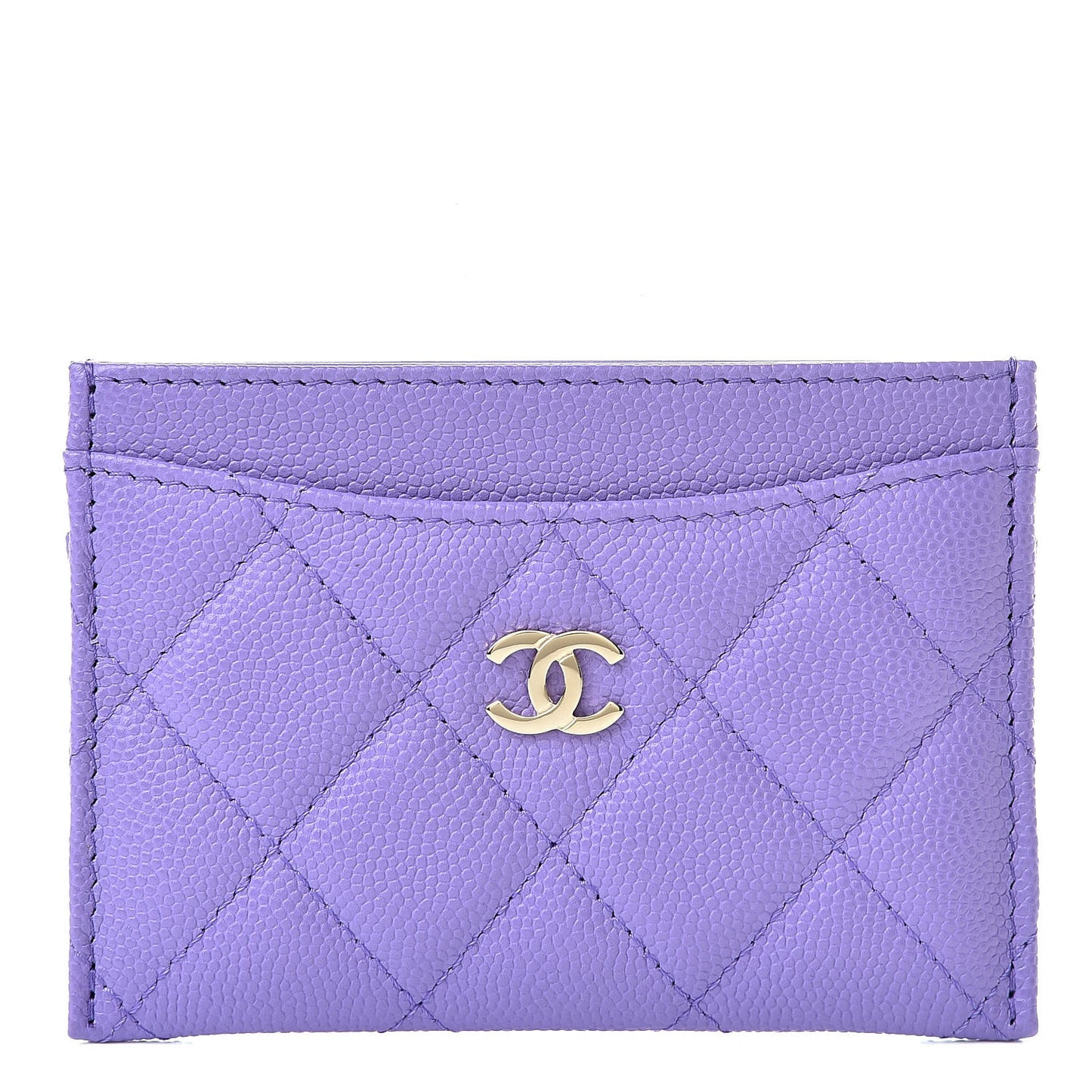 Caviar Quilted Card Holder Purple