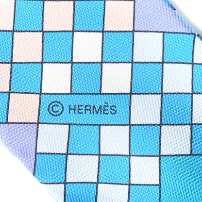 Hermes Silk Colliers De Chiens Remix Twilly White Turquoise 3 of 4