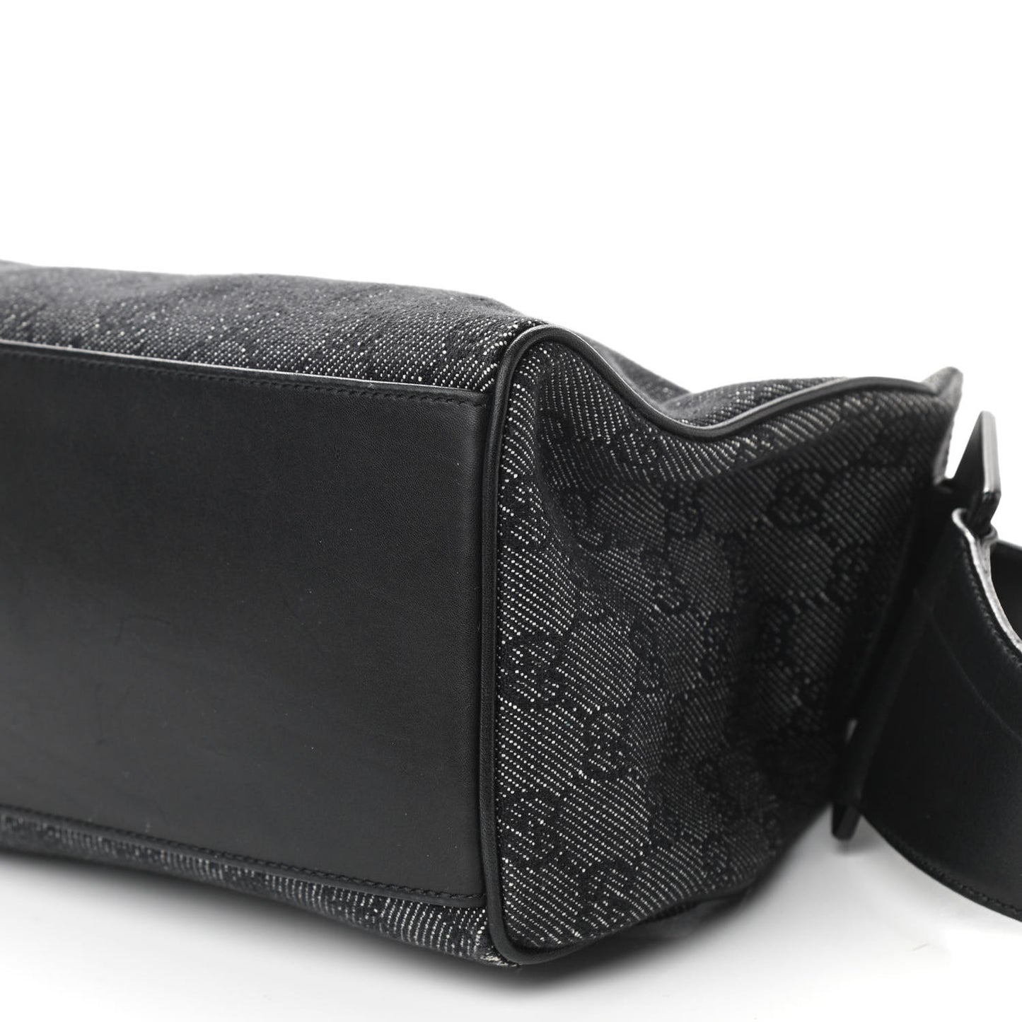 Denim Monogram GG Signature Shoulder Bag Black
