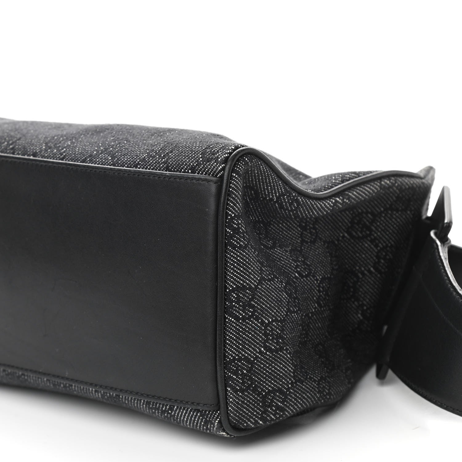 Gucci Denim Monogram GG Signature Shoulder Bag Black 10 of 11