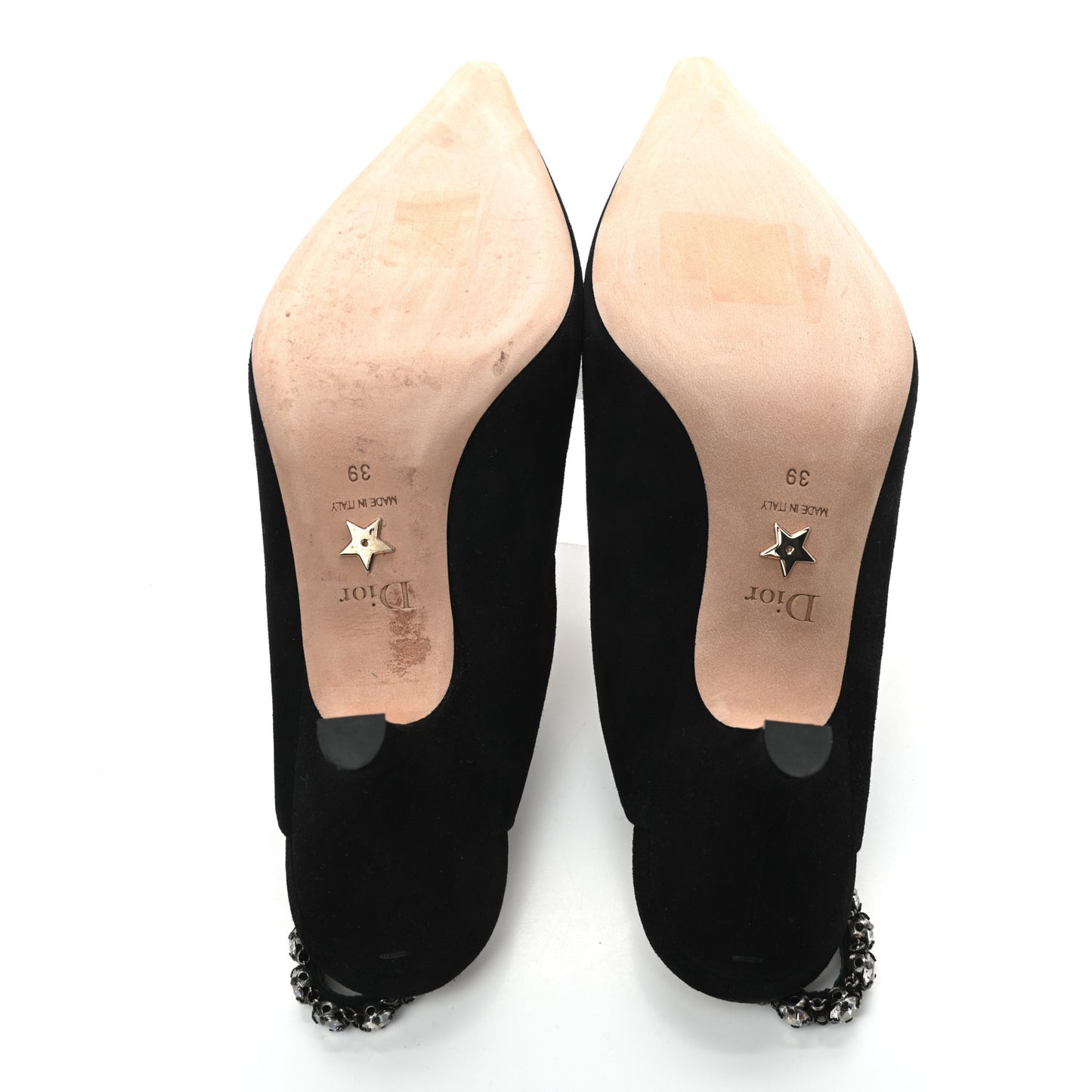Suede Crystal Diorich Slingback Pumps 39 Black