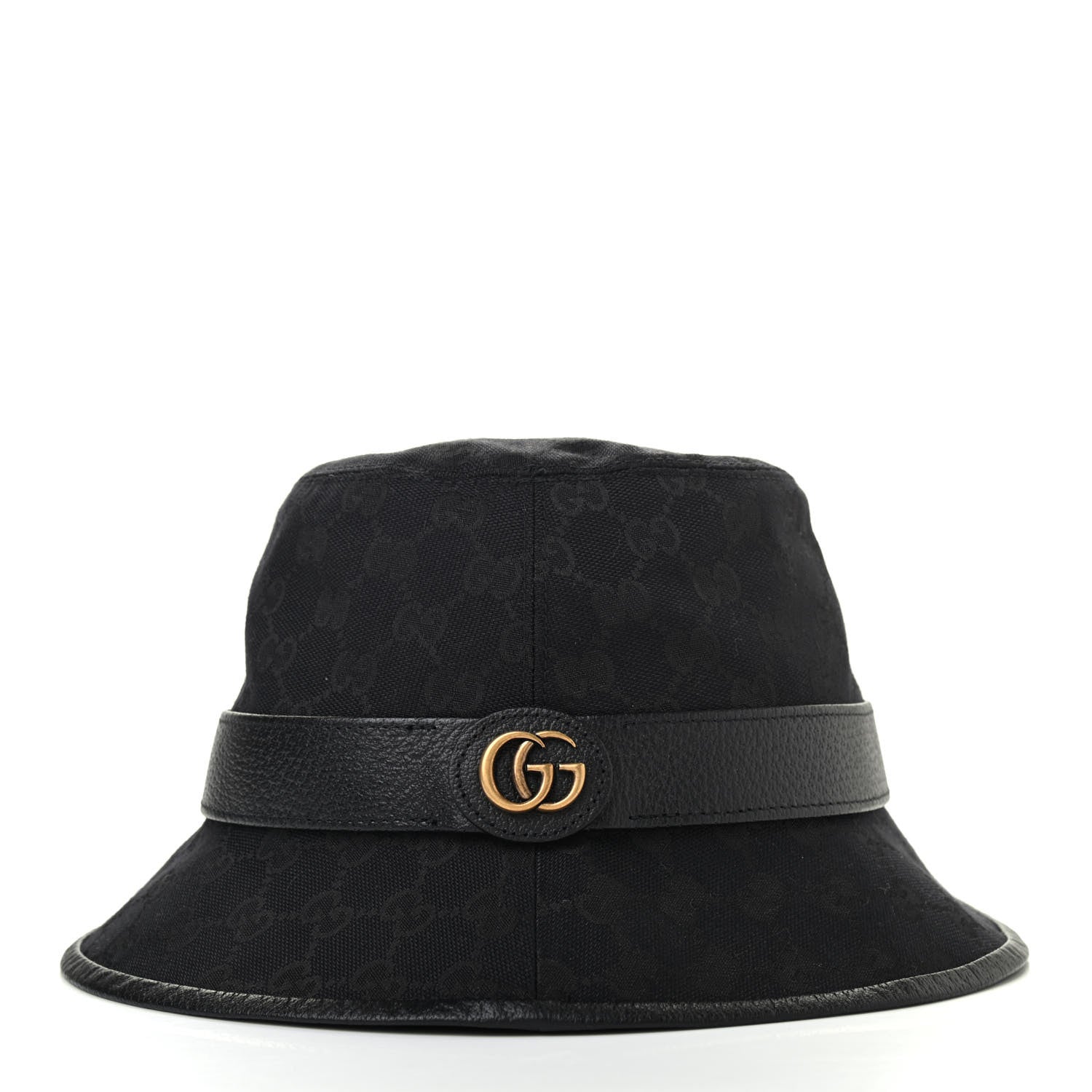 Gucci Monogram Textured Dollar Calfskin GG Jago Bucket Hat L Black 3 of 9