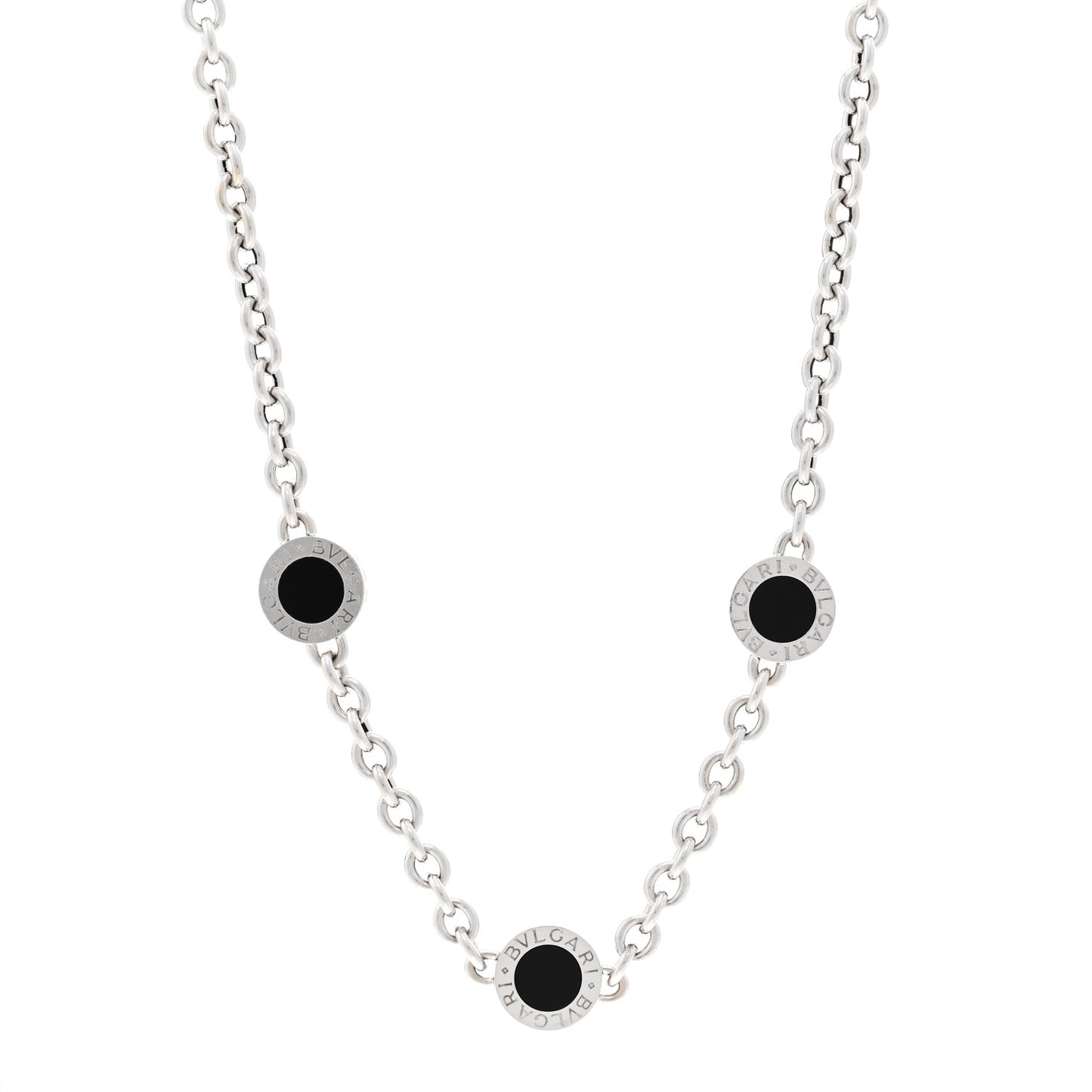 18K White Gold Black Onyx BVLGARI BVLGARI Station Necklace