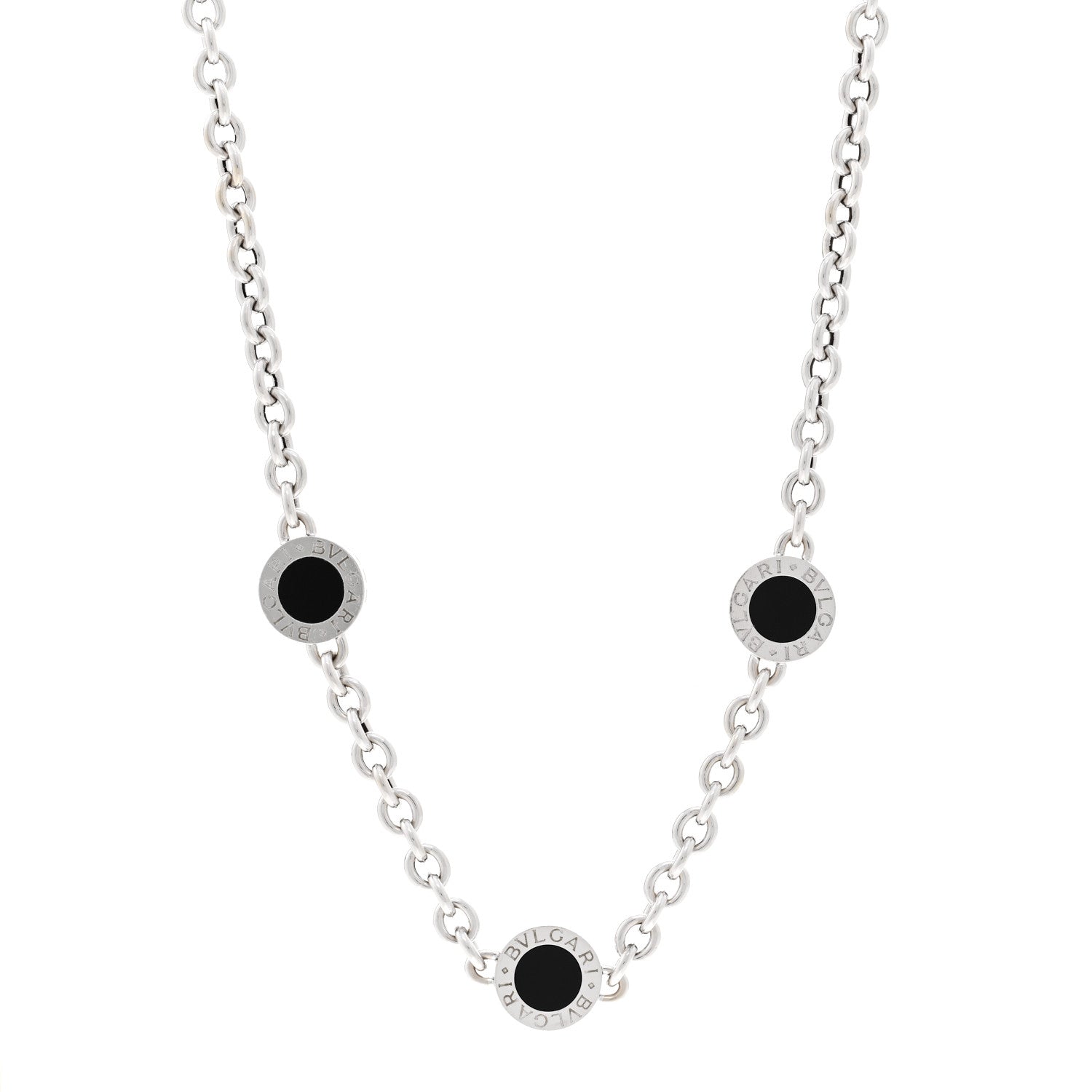 Bulgari 18K White Gold Black Onyx BVLGARI BVLGARI Station Necklace 1 of 4
