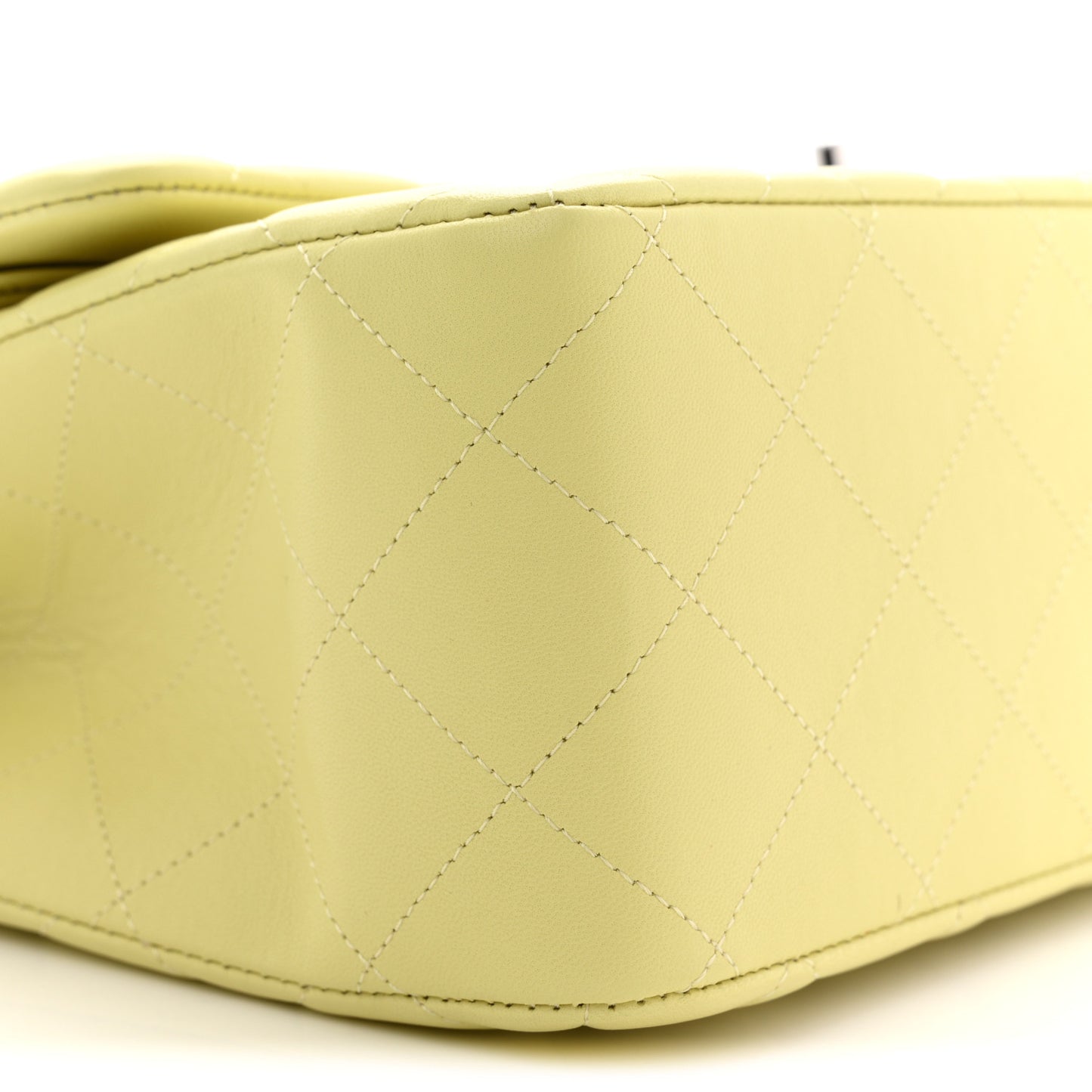 Lambskin Quilted Jumbo Double Flap Yellow