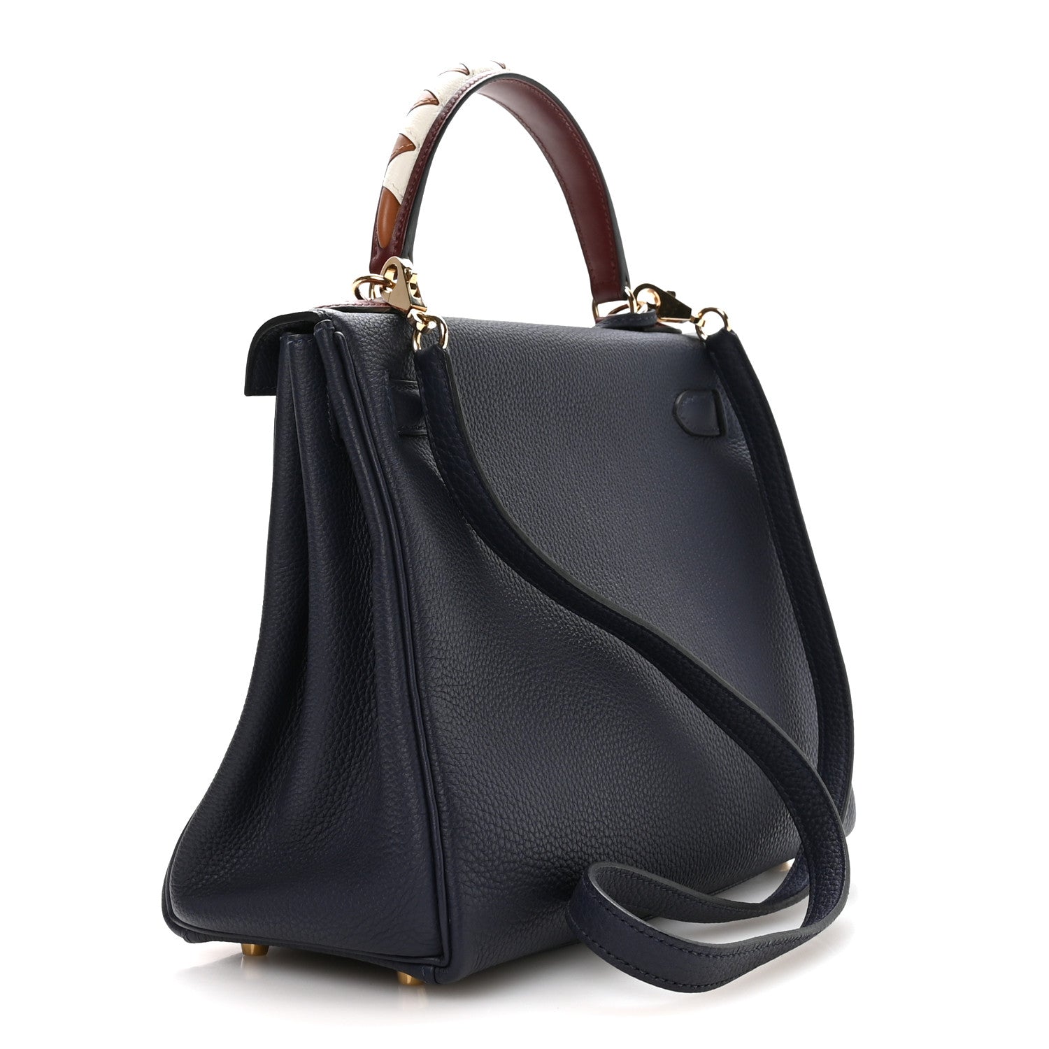 Hermes Togo Horseshoe Au Galop Kelly Retourne 28 Bleu Nuit Rouge H Fauve 3 of 11