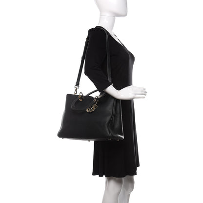 Christian Dior Bullcalf Large Diorissimo Tote Black Rose Indien 2 of 12