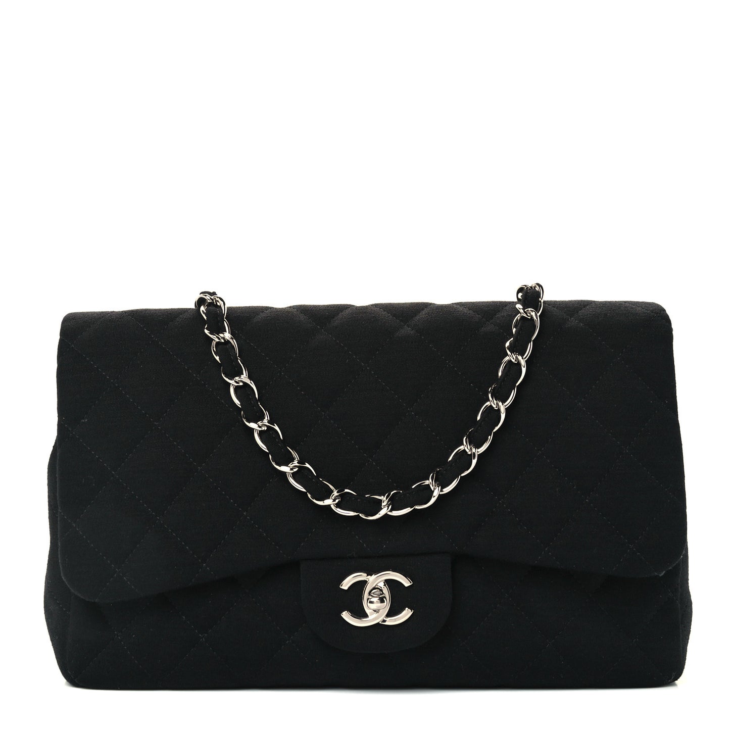 Jersey Quilted Jumbo Single Flap Black