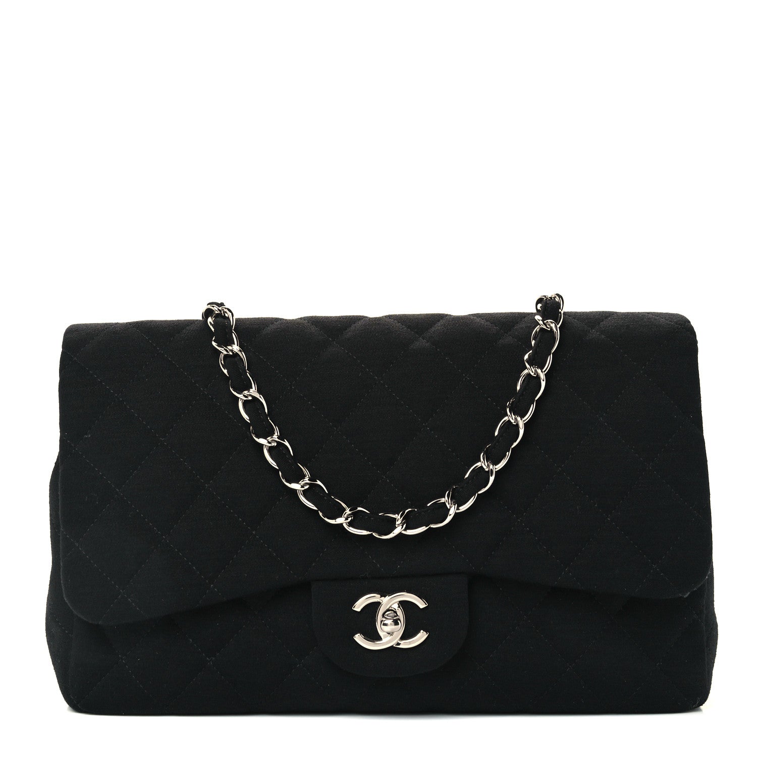 Chanel Jersey Quilted Jumbo Single Flap Black 1 of 13