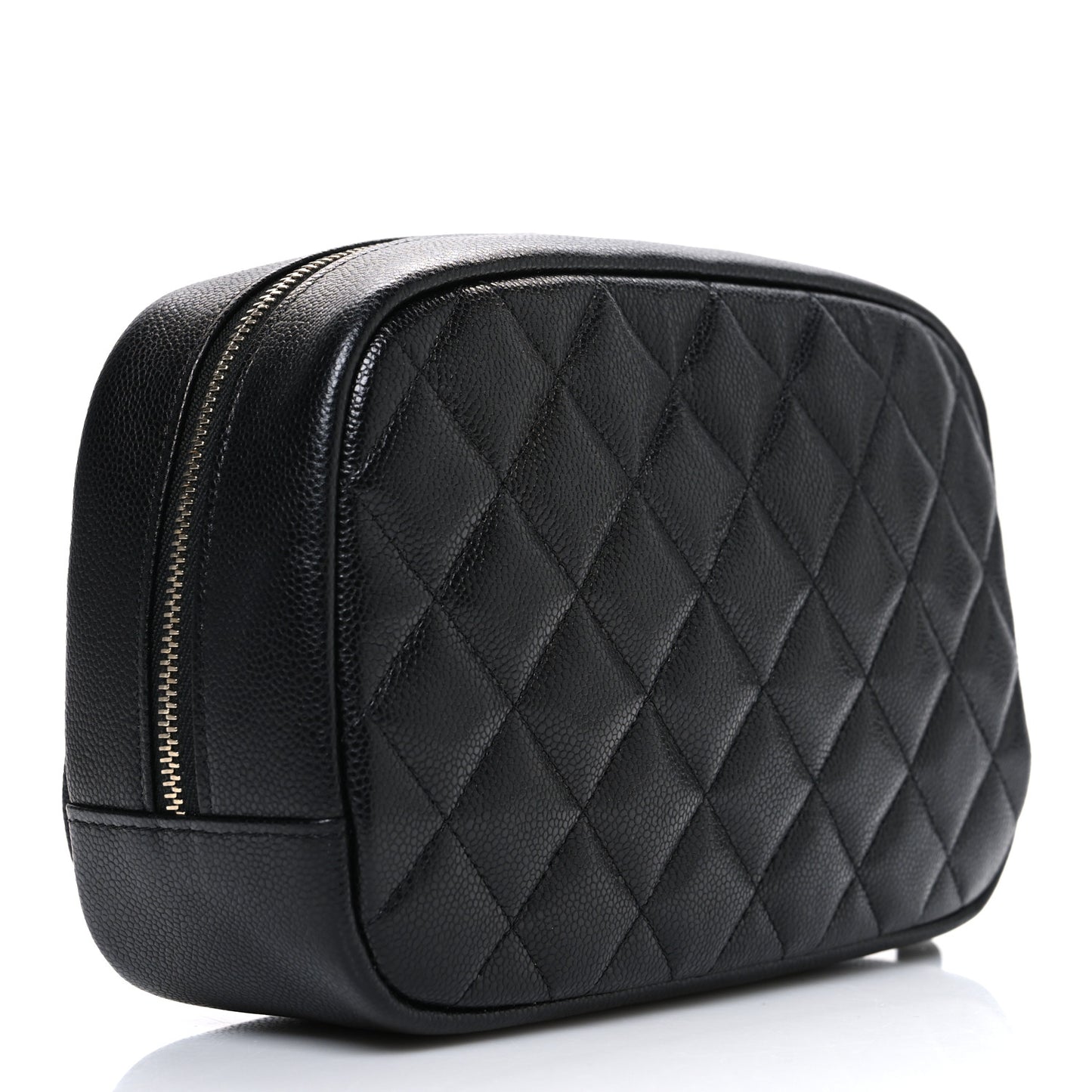 Caviar Quilted Medium Curvy Pouch Cosmetic Case Black