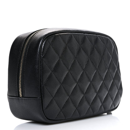 Chanel Caviar Quilted Medium Curvy Pouch Cosmetic Case Black 3 of 7