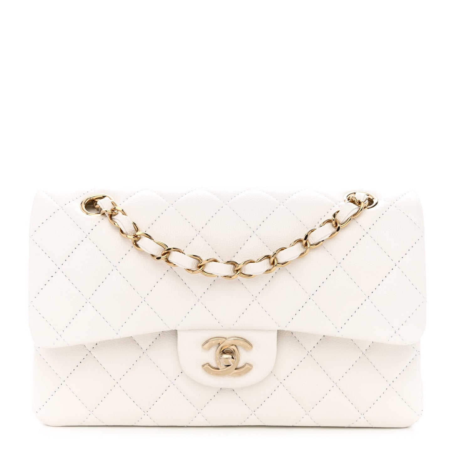 Caviar Quilted Small Double Flap White