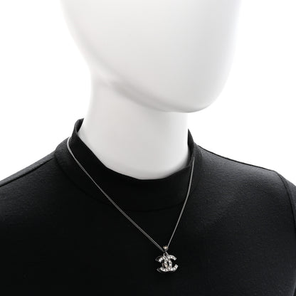 Chanel Crystal Double CC Necklace Silver Ruthenium 2 of 7