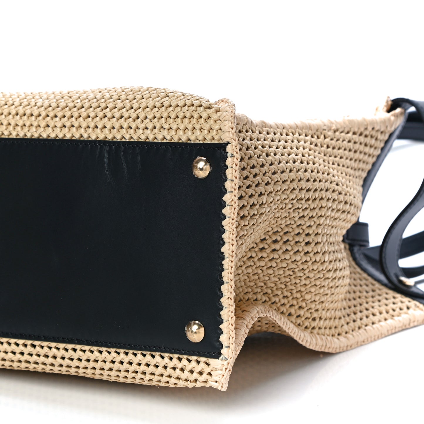 Raffia Vitello King Macrame Mesh Large Peekaboo X-Tote Natural Black Cuoio