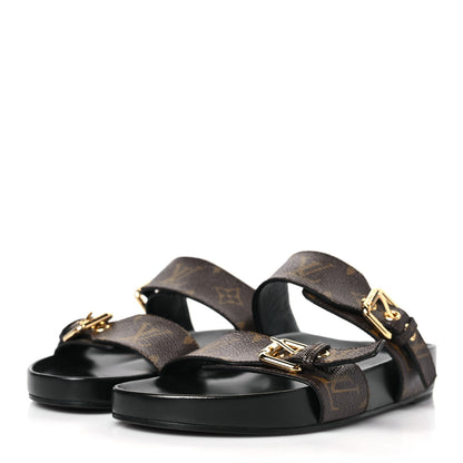 Louis Vuitton Monogram Bom Dia Mule Sandals 37 Black 3 of 8