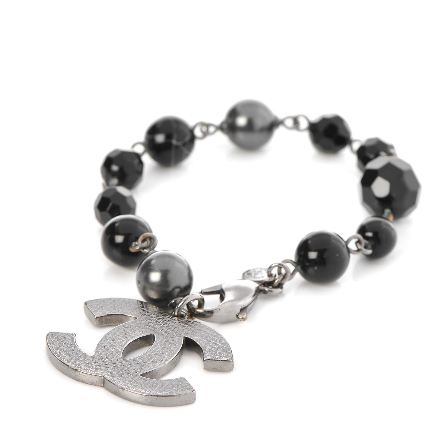 Ruthenium Bead CC Bracelet Black