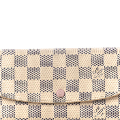 Louis Vuitton Damier Azur Emilie Wallet Rose Ballerine 7 of 15