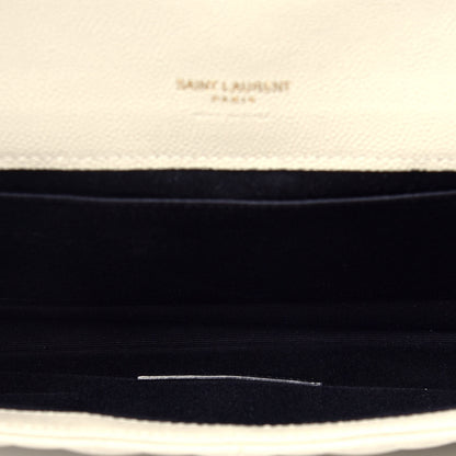 Saint Laurent Grain De Poudre Textured Mixed Matelasse Triquilt Monogram Clutch Blanc Vintage 5 of 7