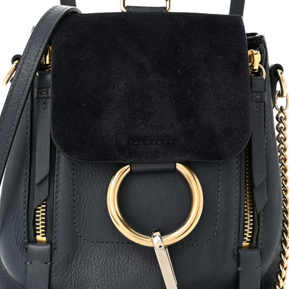 Chloe Suede Calfskin Mini Faye Backpack Deep Ocean 8 of 10