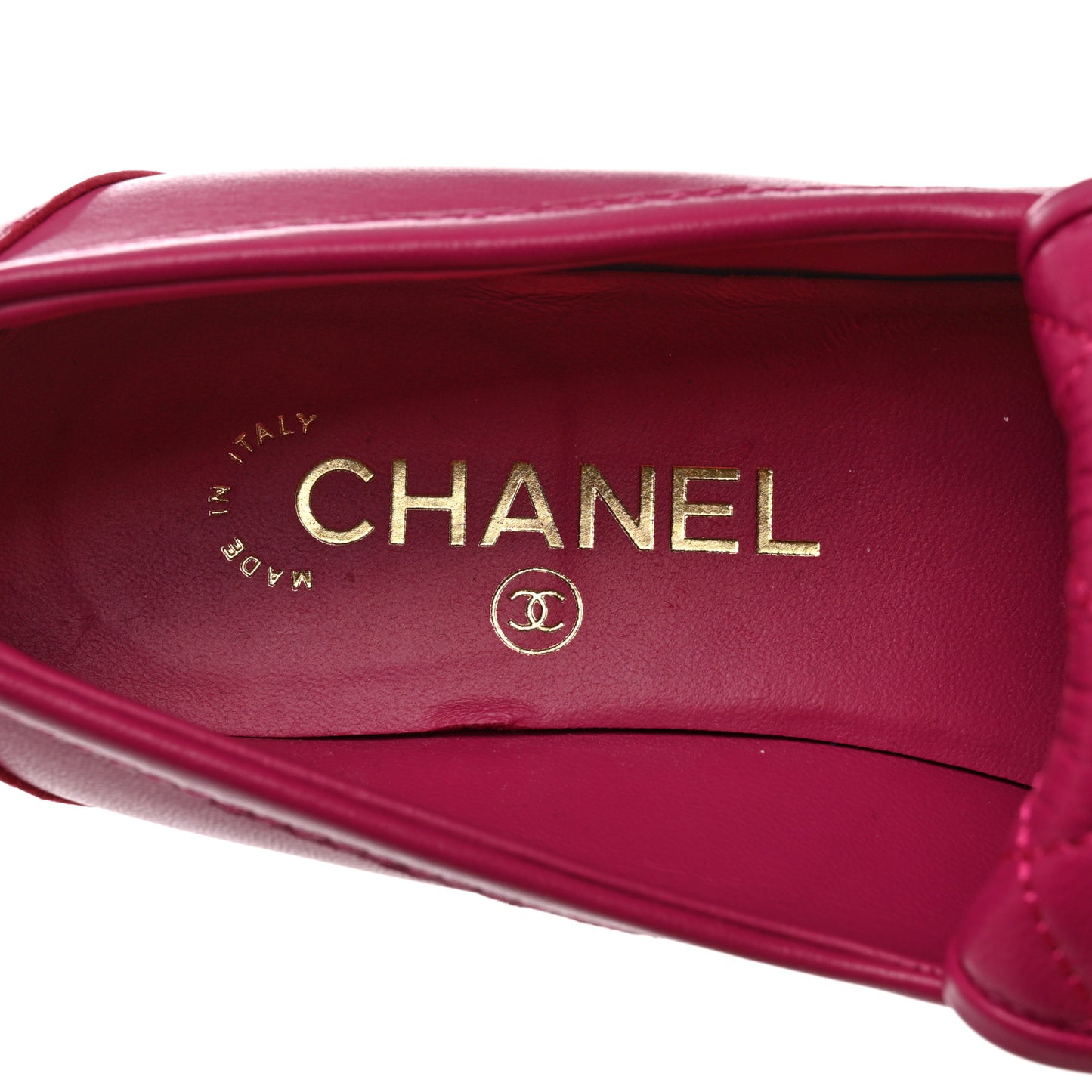 Lambskin Quilted CC Turnlock Loafers 38.5 Fuchsia