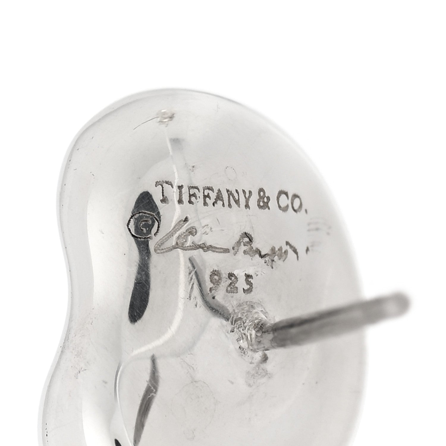 Tiffany Sterling Silver 11mm Elsa Peretti Bean Earrings 4 of 4