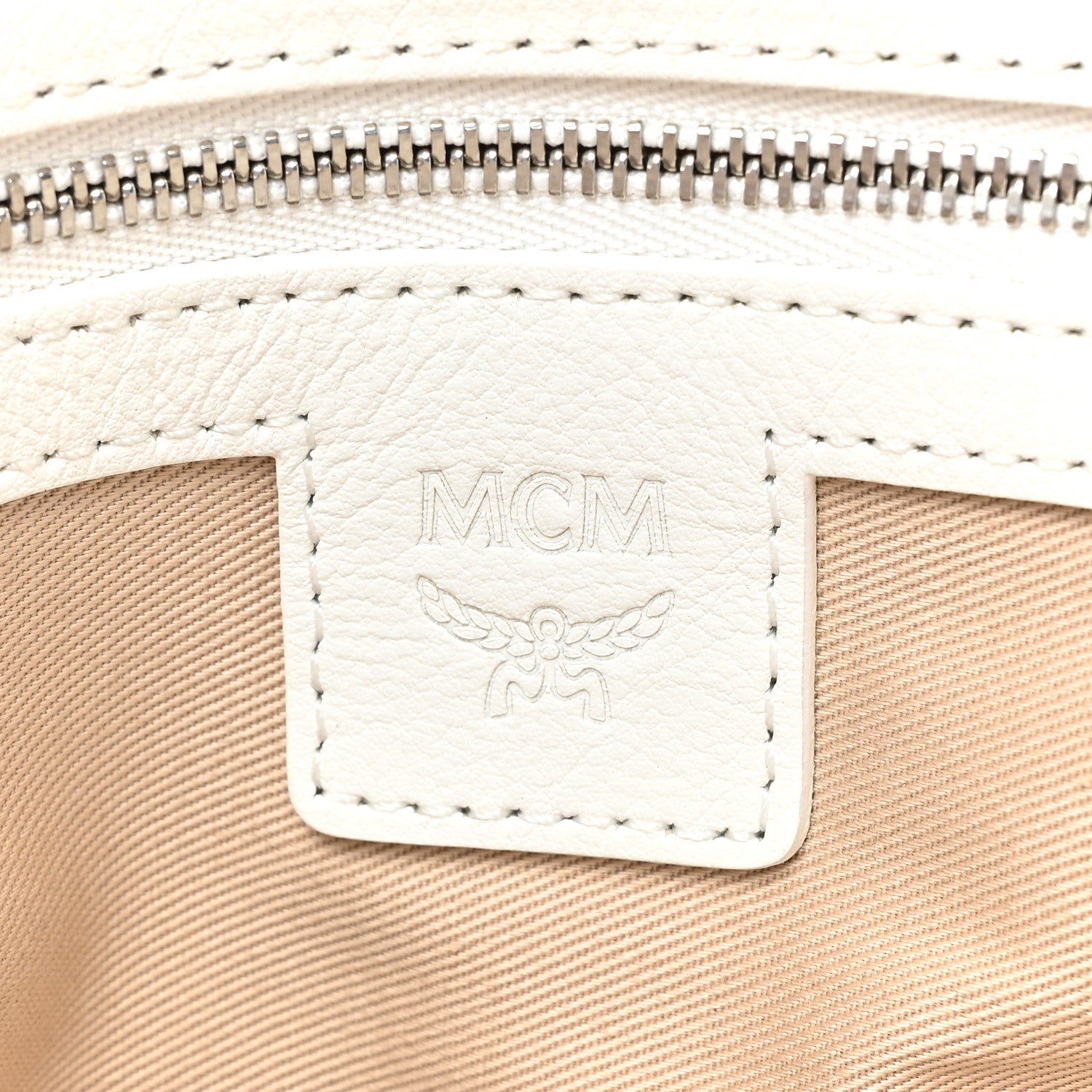 MCM Nappa Studded Medium Skyoptic Roboter Pouch White Multicolor 7 of 9
