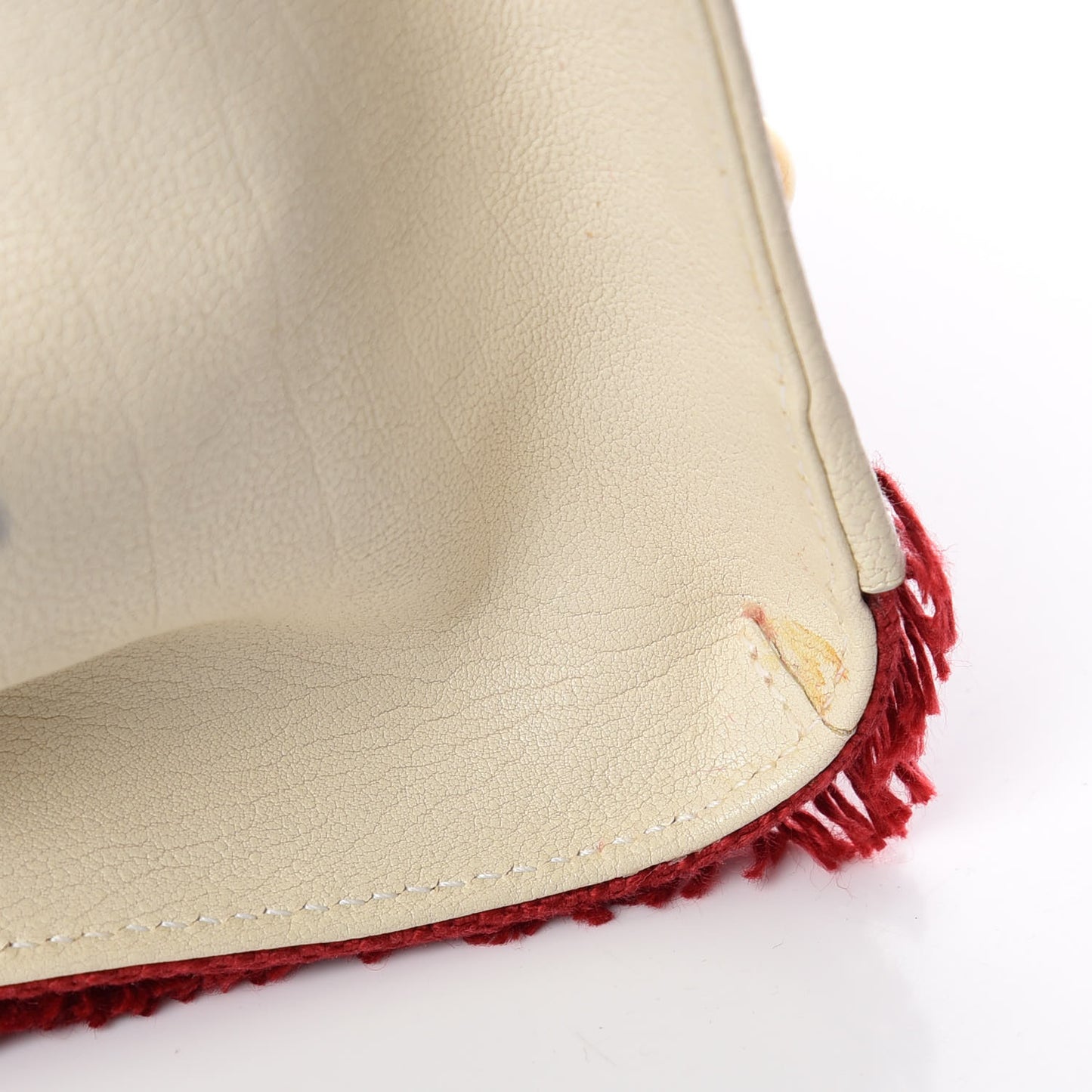 Linen Sheepskin Large Cabas ChYc Tote Red
