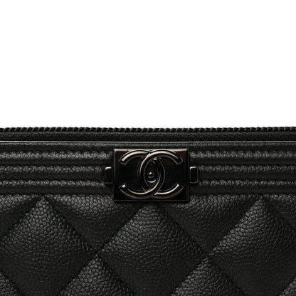 Chanel Caviar Quilted Small Boy Zip Around Wallet So Black 9 of 10