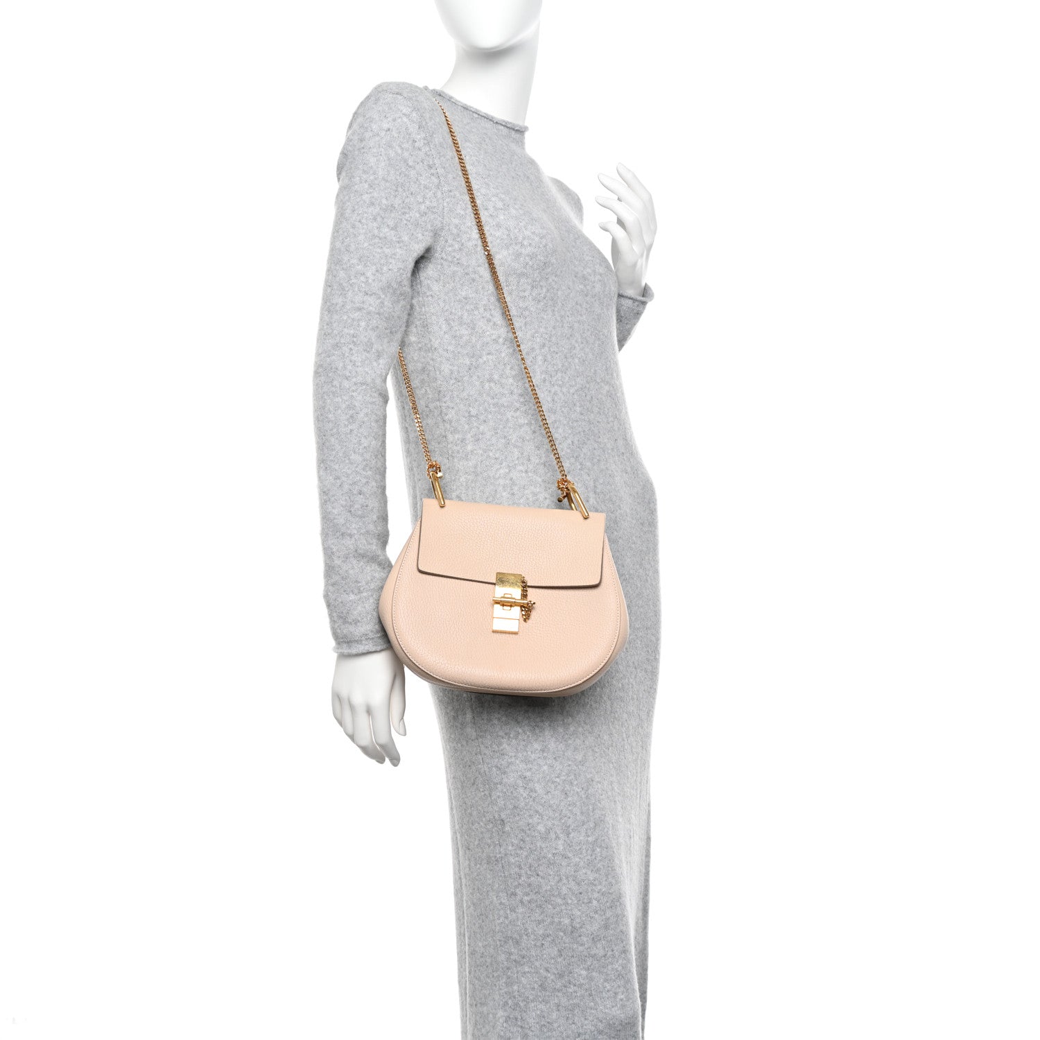 Chloe Grained Lambskin Drew Shoulder Bag Motty Grey 3 of 12