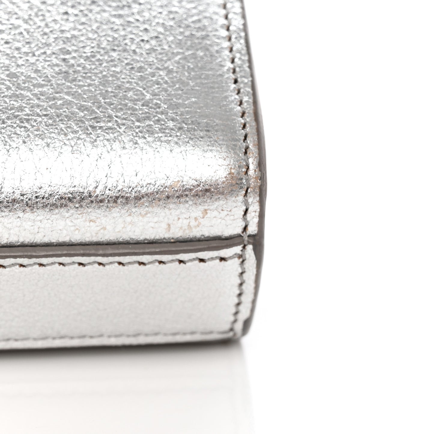 Textured Metallic Calfskin Classic Monogram Cassandre Clutch Silver
