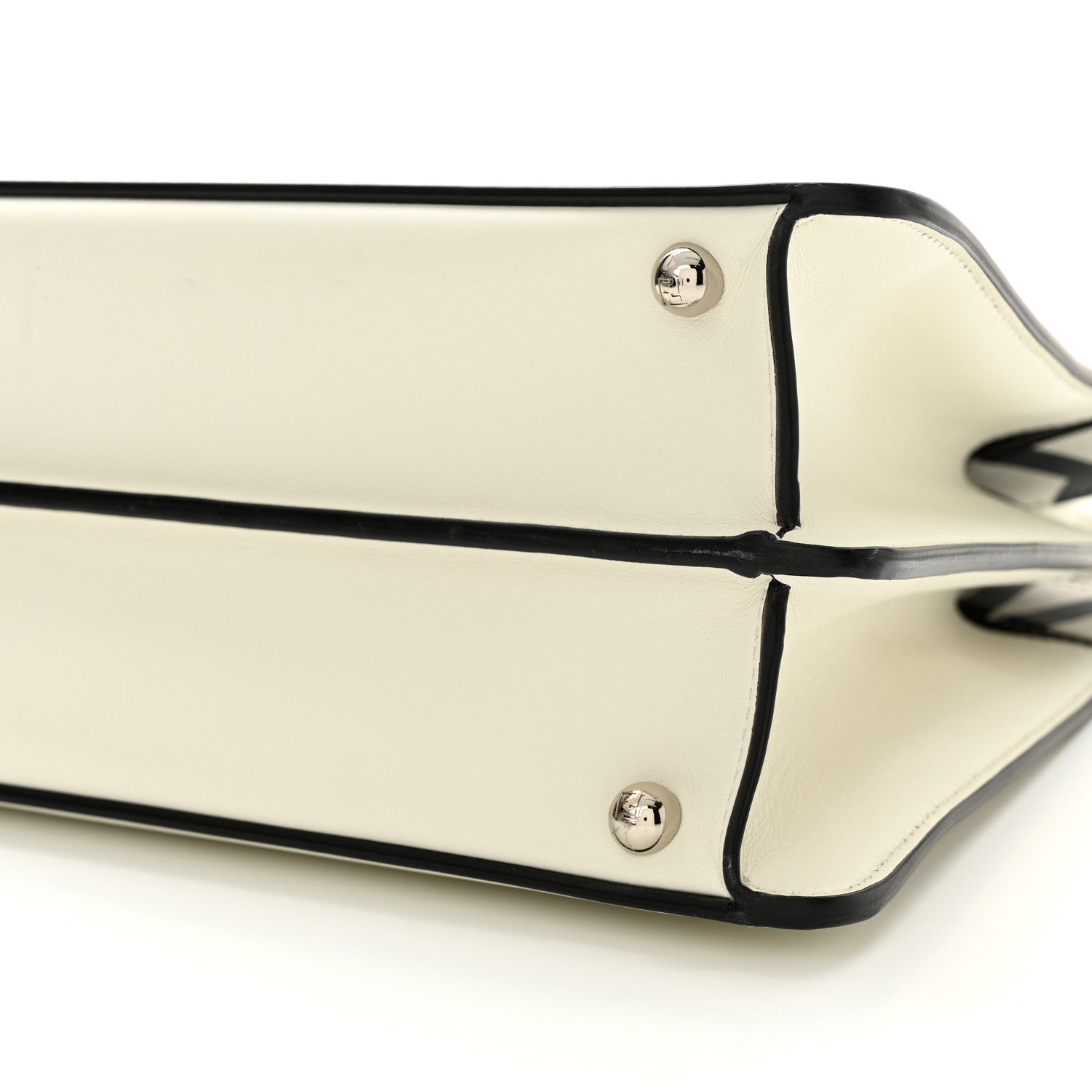 Fendi Vitello Seta Nappa Fendi Roma Stampa Medium Peekaboo I SEE U Satchel White Black 10 of 10
