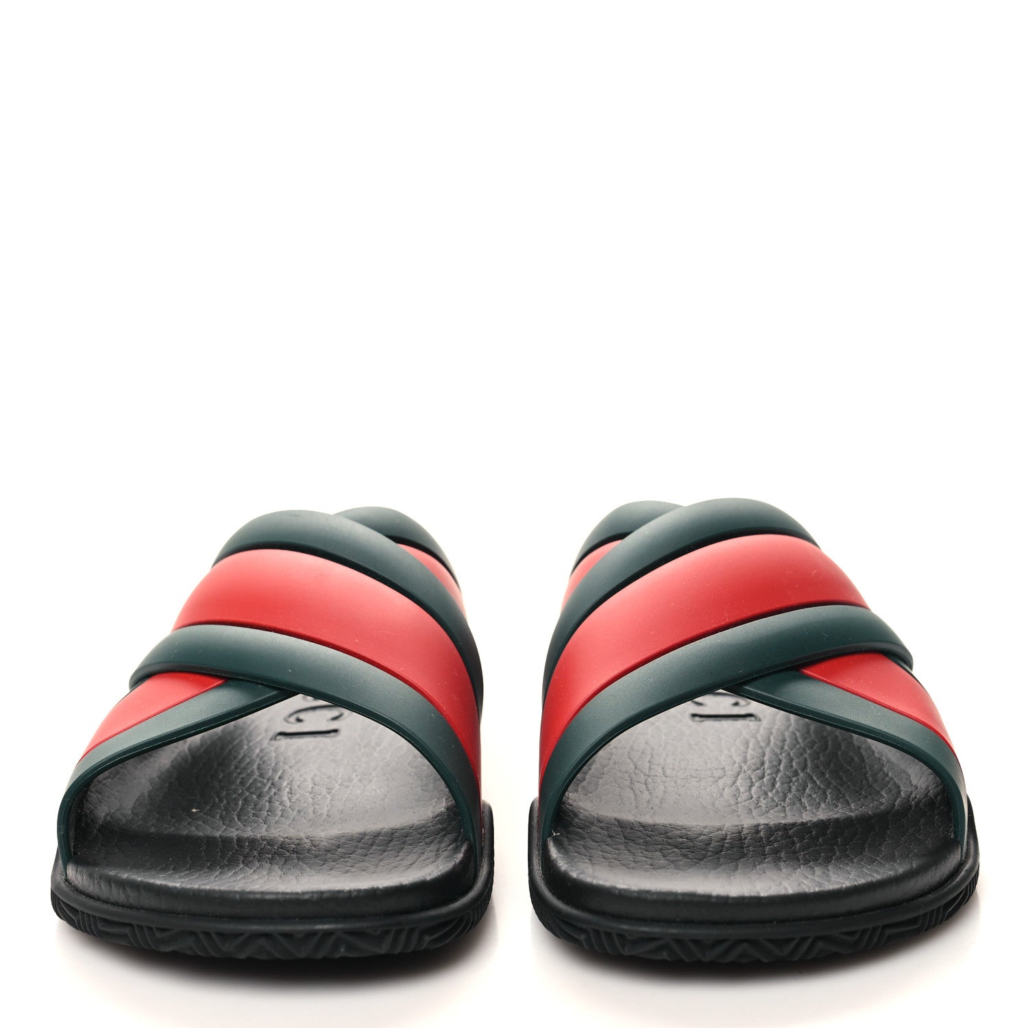 Gucci Rubber Web Mens Criss Cross Slide Sandals 35 Green Red 2 of 9