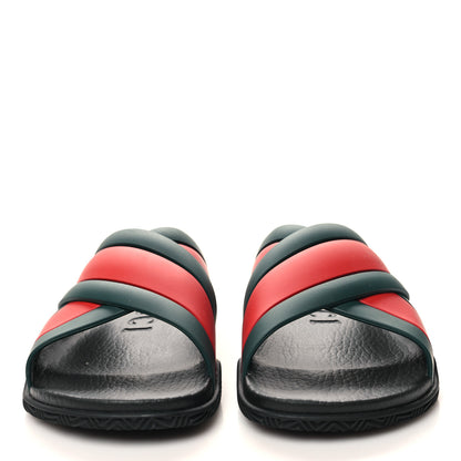 Gucci Rubber Web Mens Criss Cross Slide Sandals 35 Green Red 2 of 9
