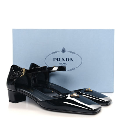 Prada Patent Triangle Squared Toe 35mm Pumps 37 Black 9 of 9
