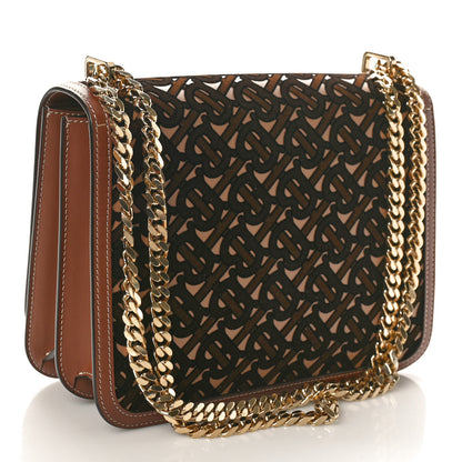Burberry Velvet Calfskin Monogram Medium TB Chain Bag Dark Brown 3 of 10