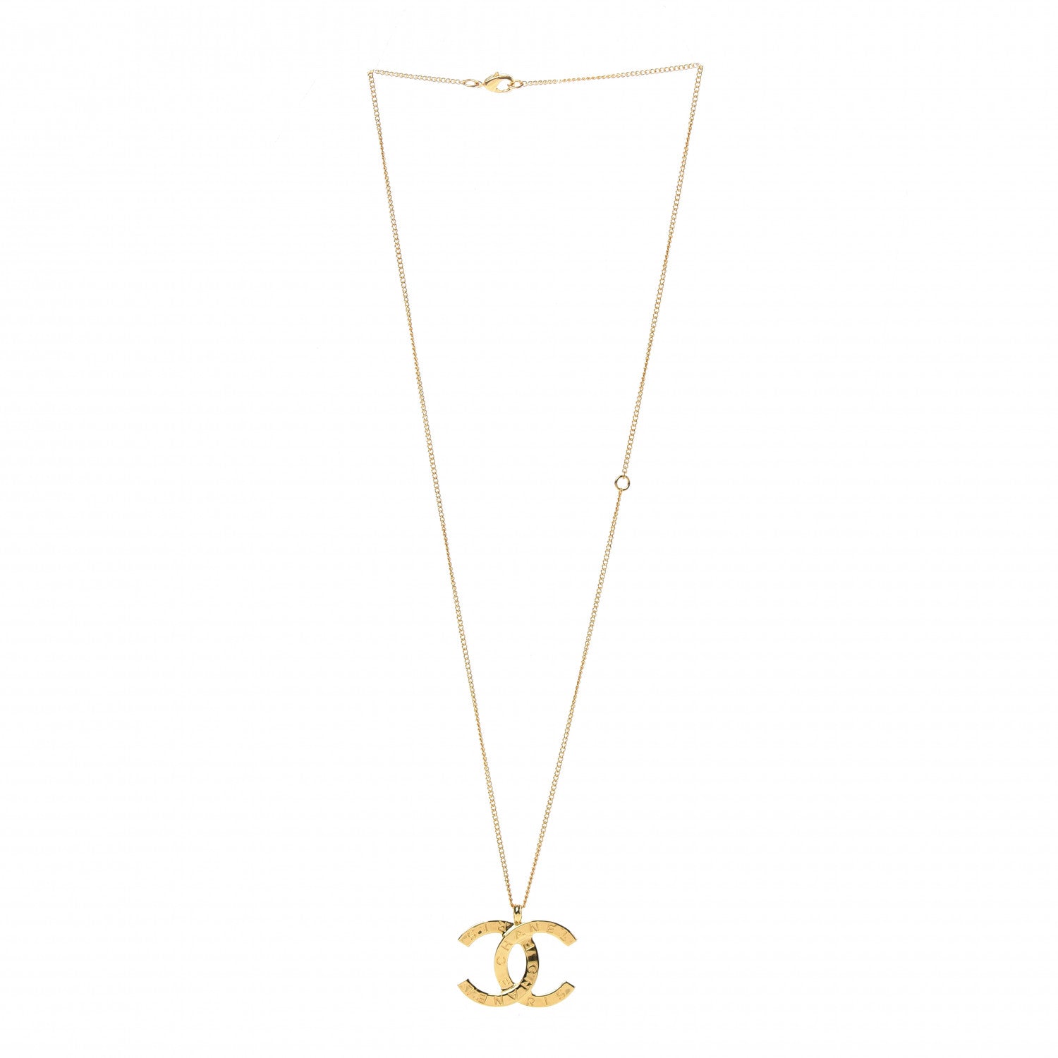 Chanel Metal CC Paris Button Necklace Gold 3 of 6