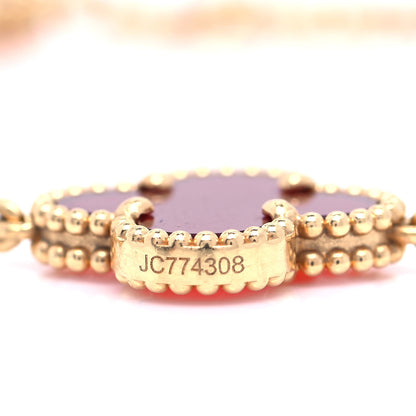 Van Cleef & Arpels 18K Yellow Gold Carnelian 5 Motifs Vintage Alhambra Bracelet 6 of 7